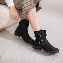 Load image into Gallery viewer, Women's Combat Boots Fashion Side Zipper Buckle Ankle Booties