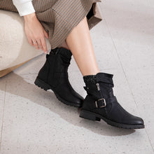Load image into Gallery viewer, Women&#39;s Combat Boots Fashion Side Zipper Buckle Ankle Booties
