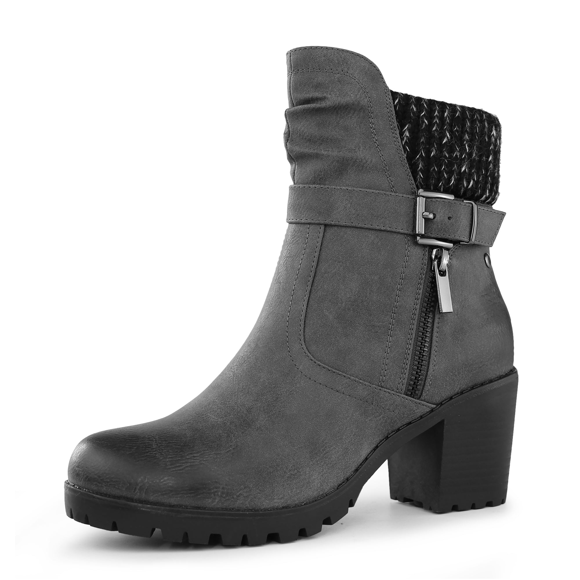 Chunky heel booties daily zipper boots best sale