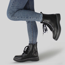 Load image into Gallery viewer, Hawkwell Women&#39;s Combat Boots Side Zipper Lace up Ankle Booties
